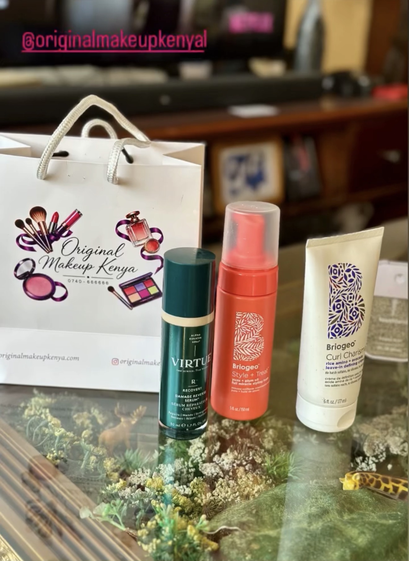 Customer haul with Virtue and Briogeo styling products