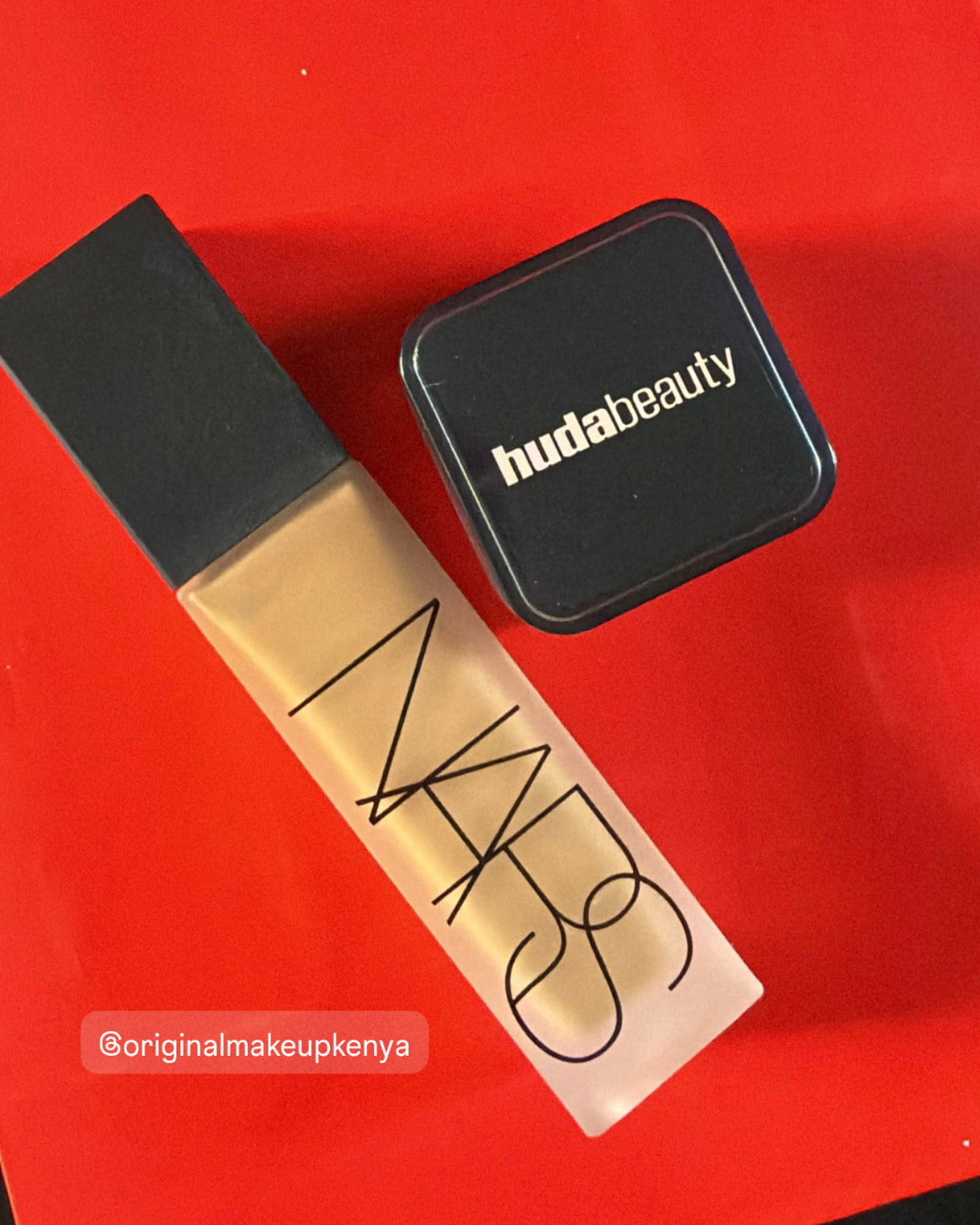 Customer post with NARS foundation and Huda Beauty powder
